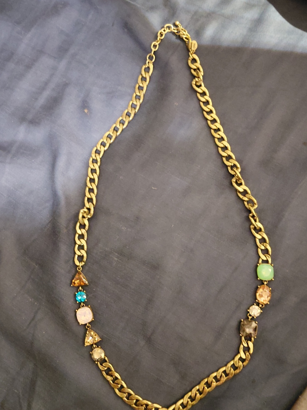 LOGO by Lori Goldstein Gold-Tone Chain Necklace with Multi-Colored Stones